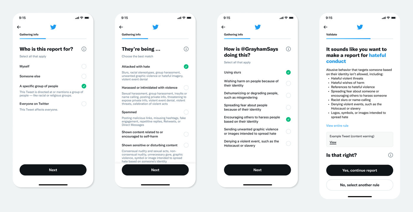 Twitter is testing changes to the way it handles reported tweets